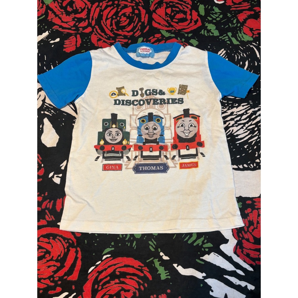 Thomas & Friends Digs & Discoveries Graphic T-Shirt Gina Thomas James Blue White